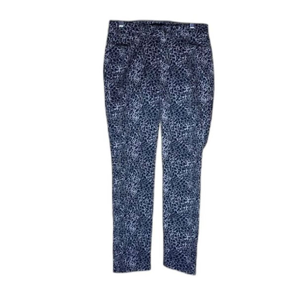 Talbots Signature Leopard Print Jeans Size 2 Gray Straight Leg Stretch Pants NWT - Picture 2 of 9